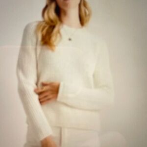 Quince Organic Cotton Fisherman Crew Sweater Ivory- XS (flaw)